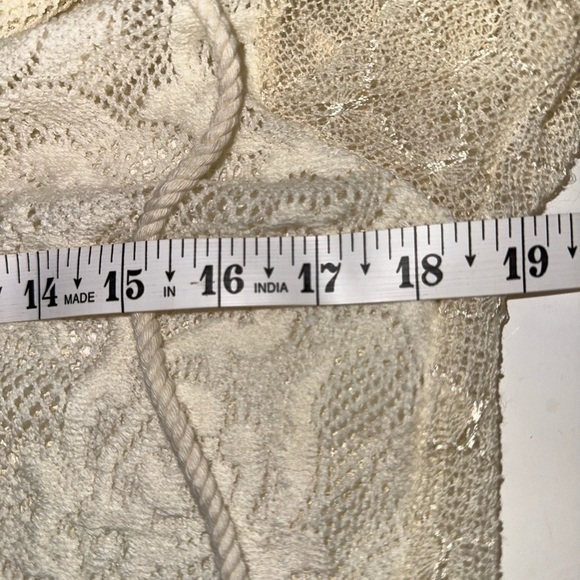 NWT Miss Me Lace Zip Hoodie Cream Ivory Sweater Sheer Knit Hooded Jacket M Boho - Picture 6 of 7